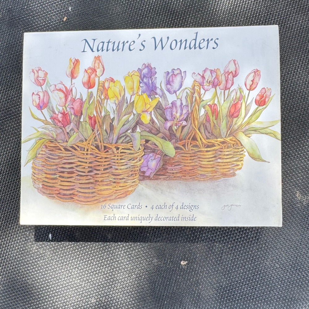 Vintage Nature's Wonders Jodi Jensen Watercolor Square Cards Boxed Set 16 Count